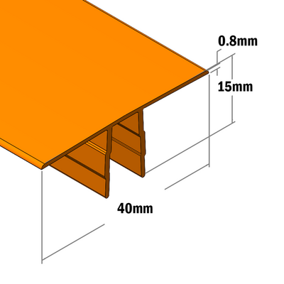 61-090-3 MODULAR SOLUTIONS PVC COVER PROFILE ORANGE 40MM, 8 FOOT LENGTH
